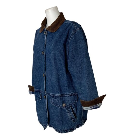 St. John's Bay Vintage Denim Barn Coat L Blue Button Front Pockets Chore Jacket - Picture 3 of 15
